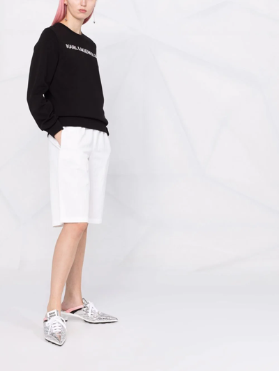 Shop Karl Lagerfeld Logo-print Crew Neck Sweatshirt In Black