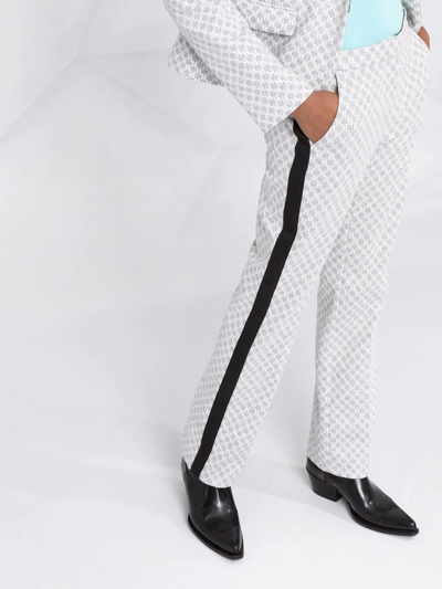 Shop Karl Lagerfeld Monogram-print Punto Trousers In Grey