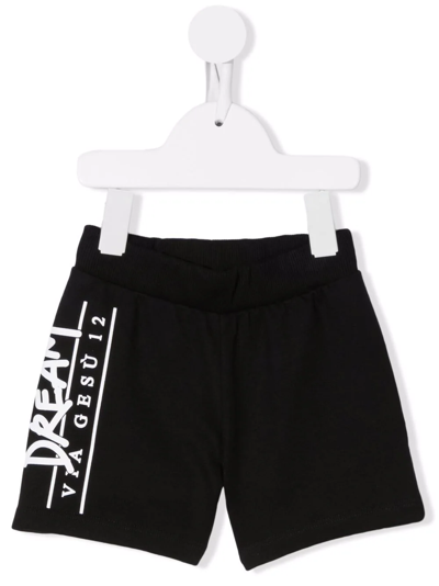 Shop Versace Logo-print Cotton Shorts In Black