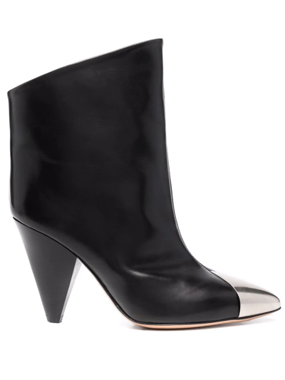 Shop Isabel Marant Lapio Contrasting Toecap Boots In Black
