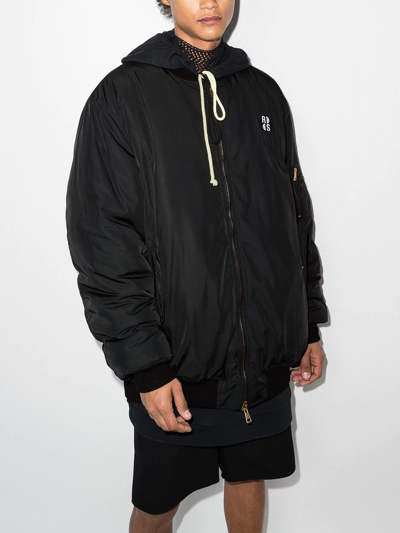 Raf Simons Black Smiley Edition Bomber Jacket In Black