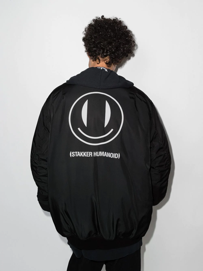 Raf Simons Black Smiley Edition Bomber Jacket In Black