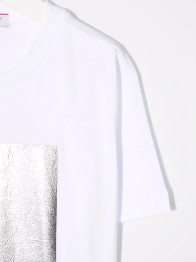 Shop Pinko Metallic-logo T-shirt In White