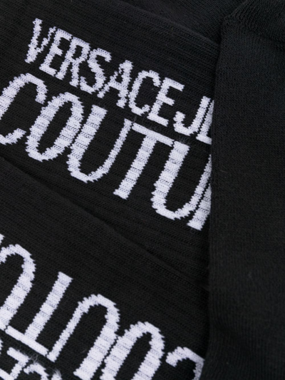 Shop Versace Jeans Couture Logo-print Socks In Black