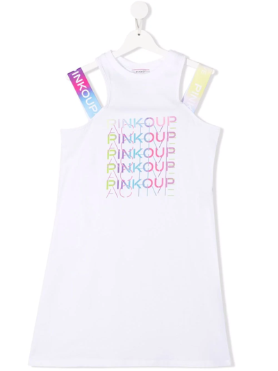 Shop Pinko Teen Logo-print Cut-out Dress In White