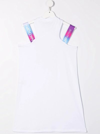 Shop Pinko Teen Logo-print Cut-out Dress In White