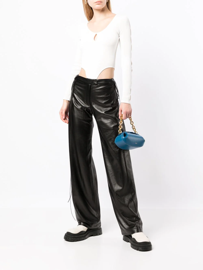 Shop Aya Muse Volterra Leather Wide-leg Trousers In Black