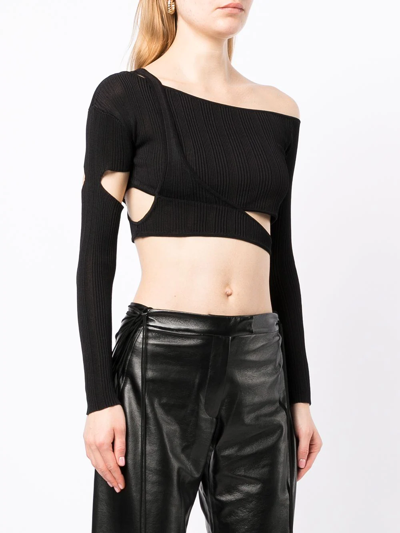 Aya Muse Vercelli Asymmetric Cropped Top In Black | ModeSens