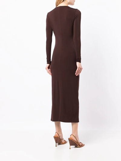 Shop Aya Muse Perugia Lace-up Front Bodycon Dress In Brown
