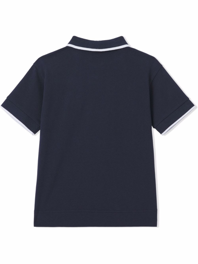 Shop Burberry Icon Stripe Zip-front Polo Shirt In Blue