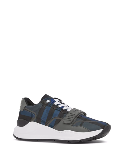 Shop Burberry Check-pattern Low-top Sneakers In Blue