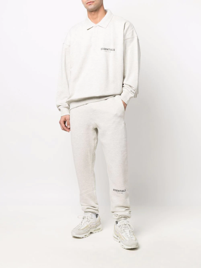 Essentials Logo-print Sweat Jacket In Neutrals