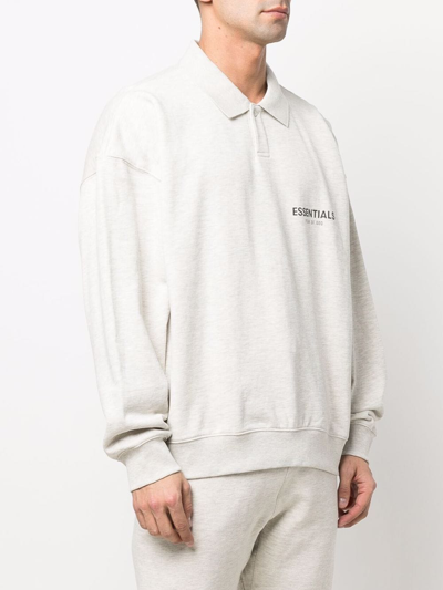 Essentials Logo-print Sweat Jacket In Neutrals