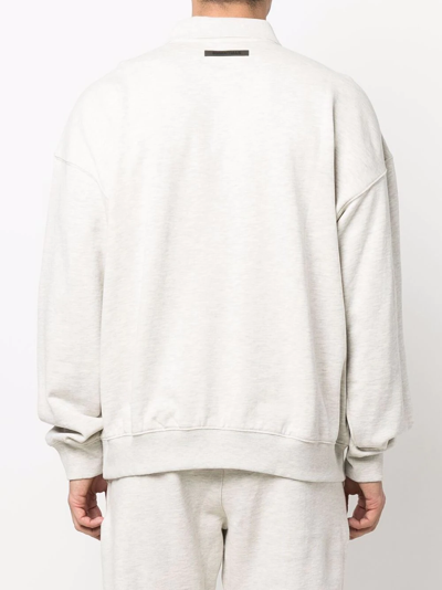 Shop Essentials Logo-print Sweat Jacket In Neutrals