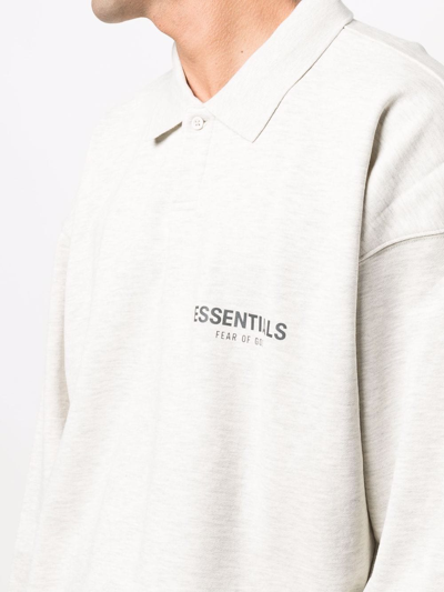 Shop Essentials Logo-print Sweat Jacket In Neutrals