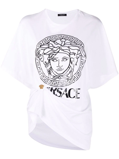 Shop Versace Medusa-print Safety Pin T-shirt In White