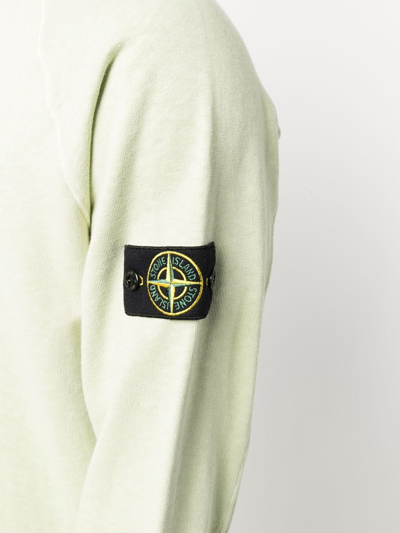 Shop Stone Island Compass Badge Crew-neck Sweatshirt In Green