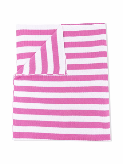 Shop Little Bear Striped Cotton Blanket In Pink