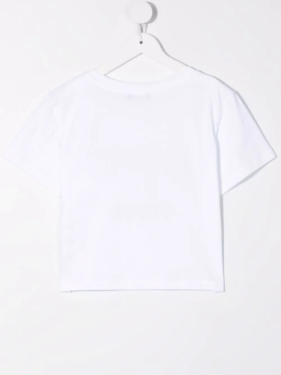 Shop Balmain Rhinestone Logo T-shirt In White