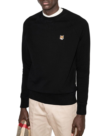 Shop Maison Kitsuné Fox-patch Cotton Sweatshirt In Black