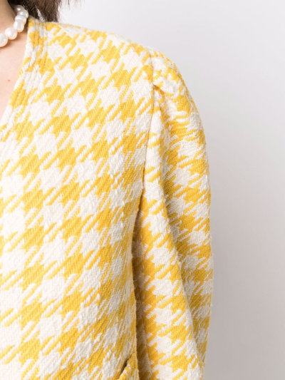 Miu Miu Houndstooth-print Tweed Jacket In Gelb