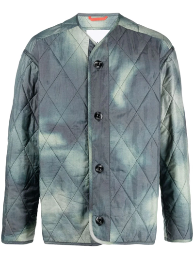 Shop Oamc Diamond-quilted Tie-dye Jacket In Grün