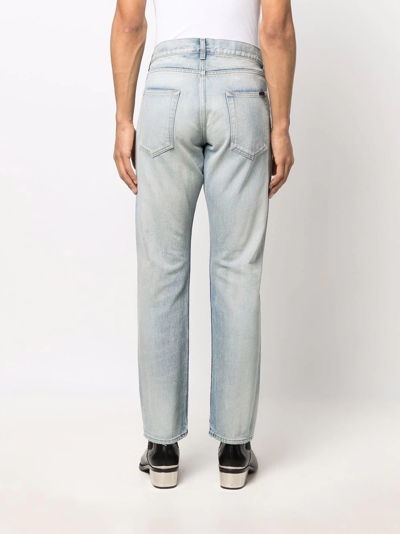 Shop Saint Laurent Stonewashed Straight-cut Jeans In Blau