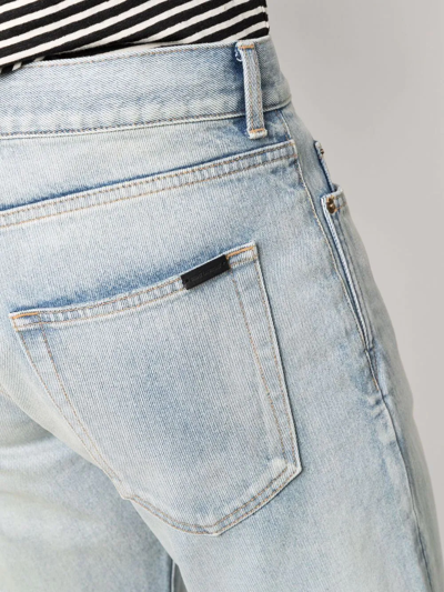 Shop Saint Laurent Stonewashed Straight-cut Jeans In Blau