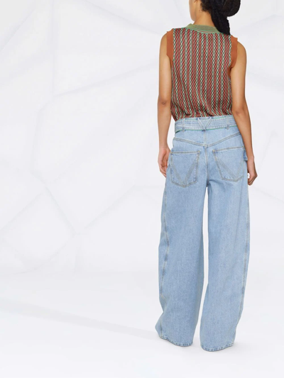 Belted High-waisted Wide-leg Jeans In Denim