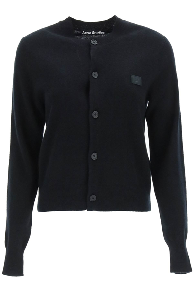 Shop Acne Studios Face Patch Cardigan In Black