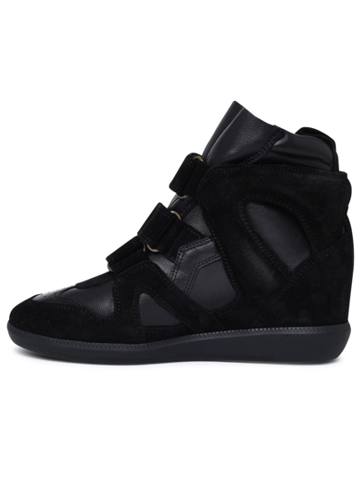 Isabel Marant Buckee Suede And Leather Wedge Sneakers In Black | ModeSens