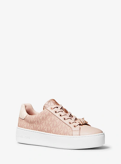 Shop Michael Kors Poppy Color-block Logo Sneaker In Pink