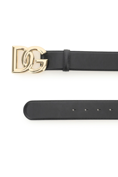 Shop Dolce & Gabbana Smooth Calfskin Belt In Black