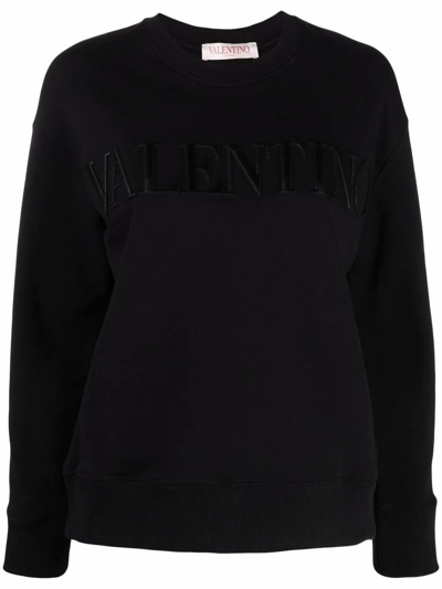 Shop Valentino Women's Black Cotton Sweatshirt