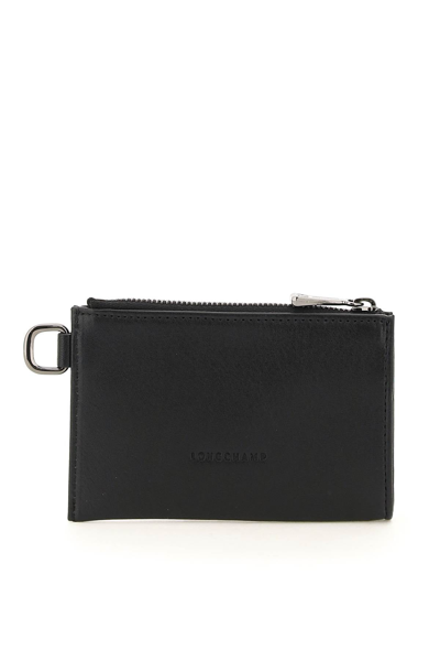 Longchamp Le Pliage Cuir Coin Purse With Key Ring In Black | ModeSens