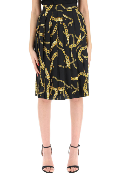 Shop Versace Chain Pleated Skirt In Mixed Colours