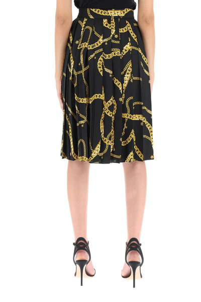 Shop Versace Chain Pleated Skirt In Mixed Colours