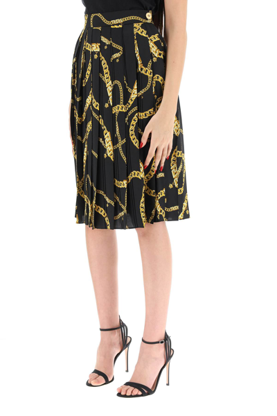 Shop Versace Chain Pleated Skirt In Mixed Colours