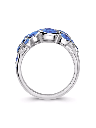 Shop Pragnell 18kt White Gold Bubbles Blue Sapphire Cocktail Ring In Silver