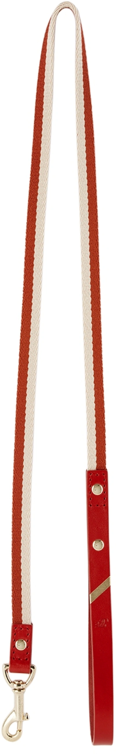 Shop Fantastical Creatures Club Red & Off-white Stylish Me Leash In Monte Carlo