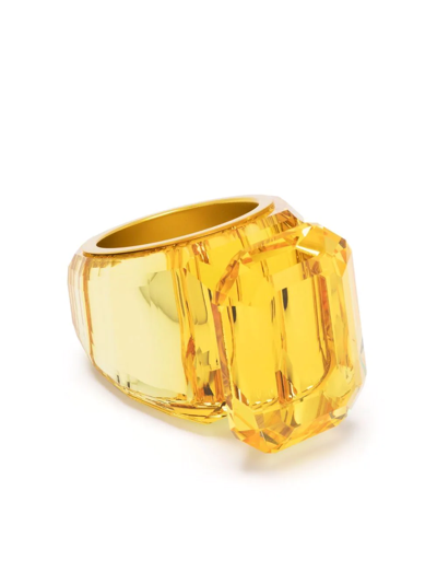 Shop Swarovski Lucent Cocktail Ring In Yellow