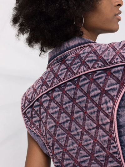 Diesel Contrast-stitching Cropped Vest In Pink