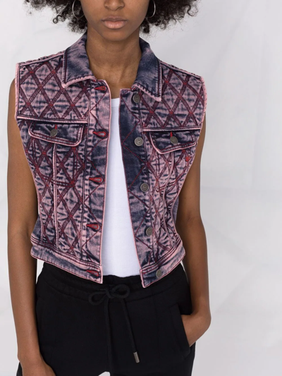 Diesel Contrast-stitching Cropped Vest In Pink