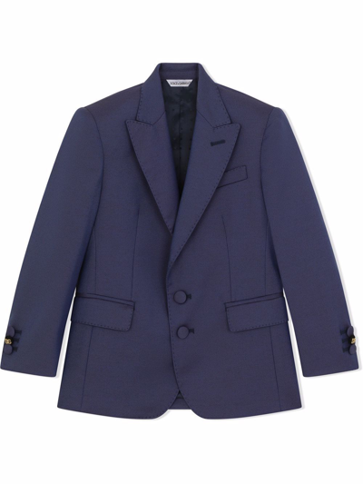 Shop Dolce & Gabbana Wool-blend Tailored Blazer In Blue