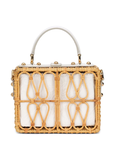 Dolce & Gabbana Dolce Box Wicker Top-handle Bag In Brown