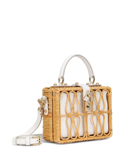 Dolce & Gabbana Dolce Box Wicker Top-handle Bag In Brown