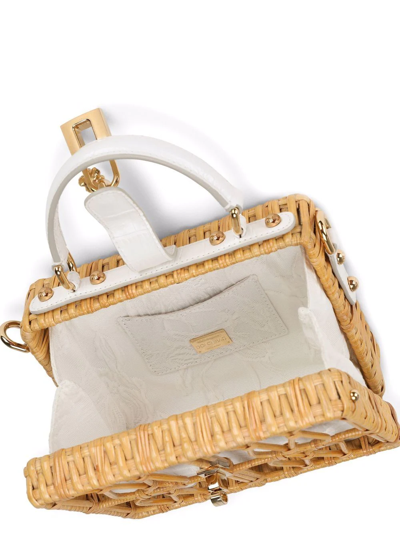 Dolce & Gabbana Dolce Box Wicker Top-handle Bag In Brown