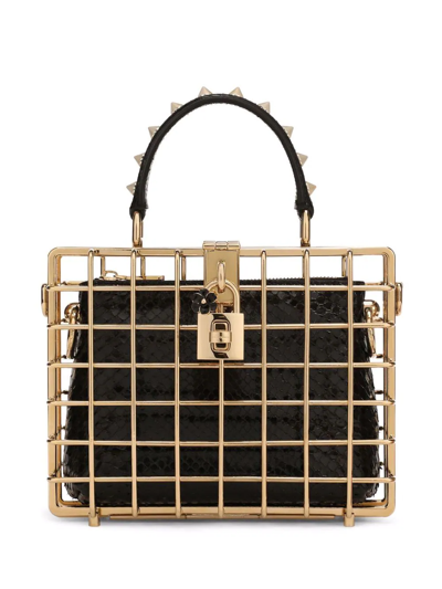 Shop Dolce & Gabbana Dolce Box Caged Top-handle Bag In Gold