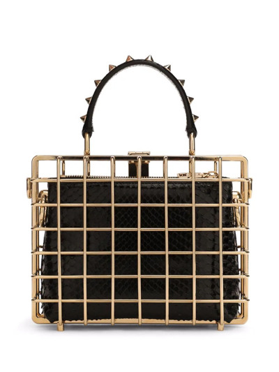 Shop Dolce & Gabbana Dolce Box Caged Top-handle Bag In Gold