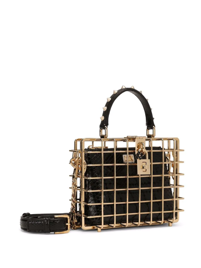 Shop Dolce & Gabbana Dolce Box Caged Top-handle Bag In Gold